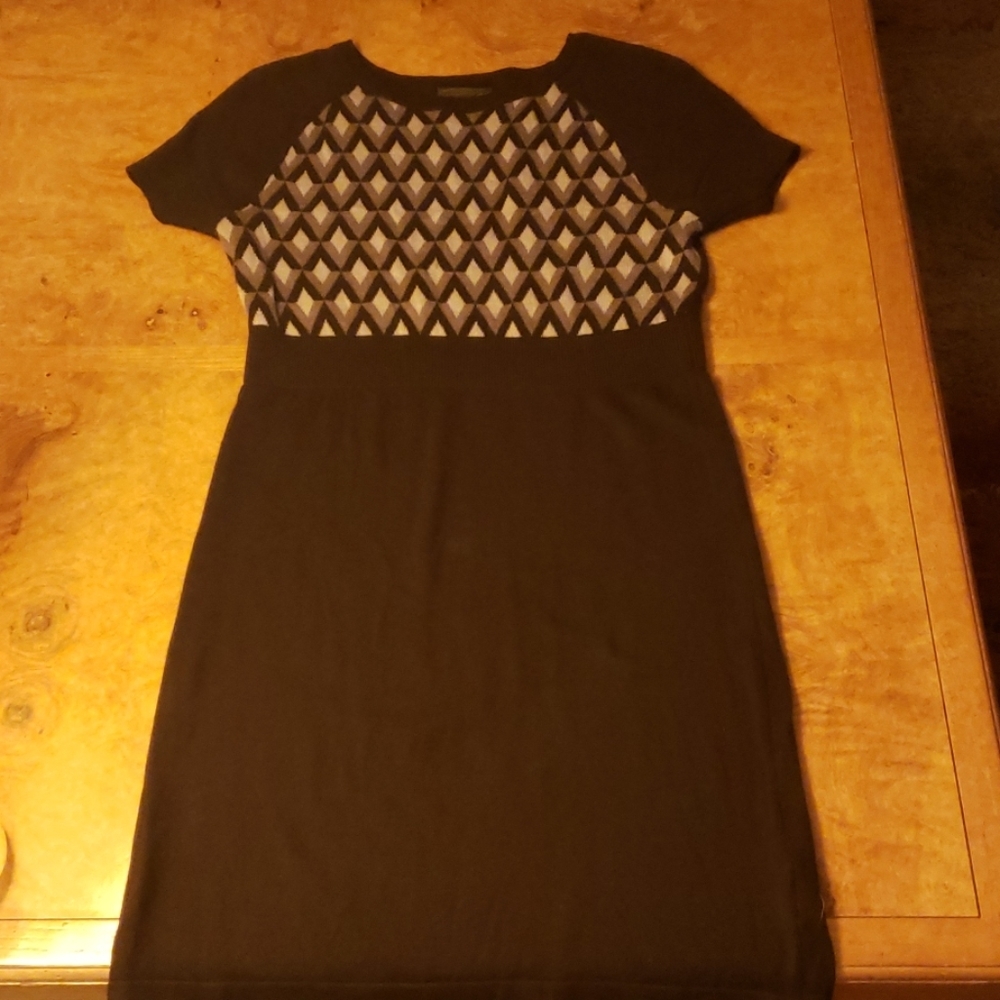 Worthington Sweater Dress Black & Geometric & Cute